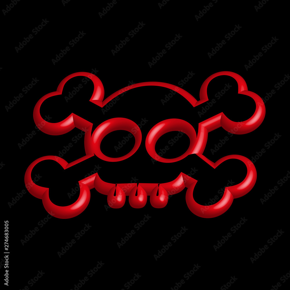 Skull, red on black background, 3d, vector Skull, red on black background, 3d, vector