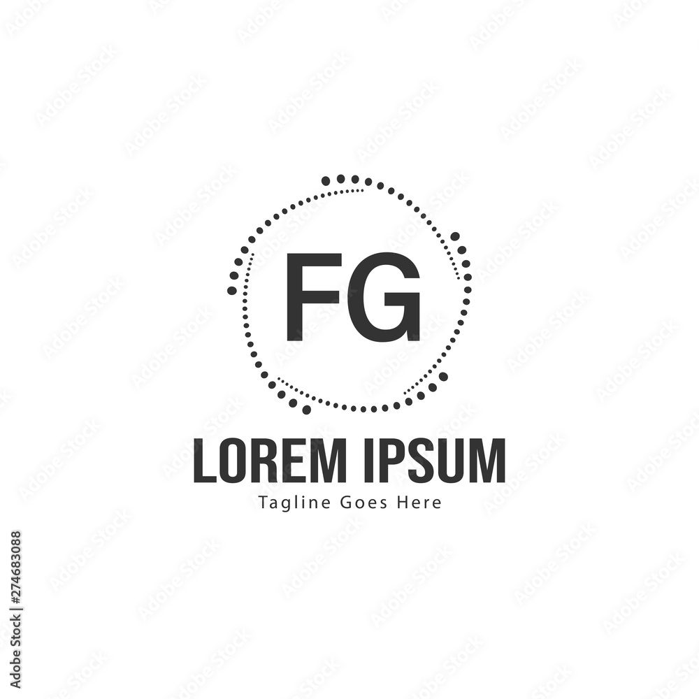Initial FG logo template with modern frame. Minimalist FG letter logo vector illustration