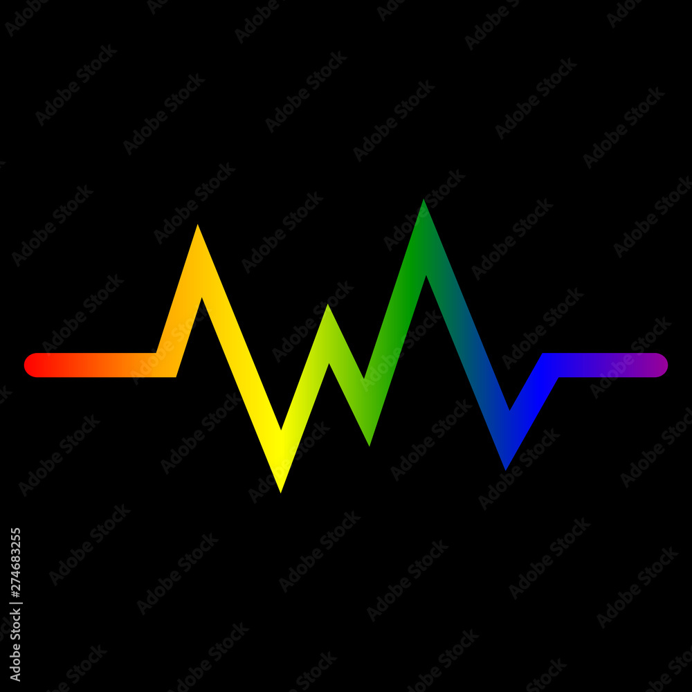 Heart rate, LGBT flag colors, black background, vector