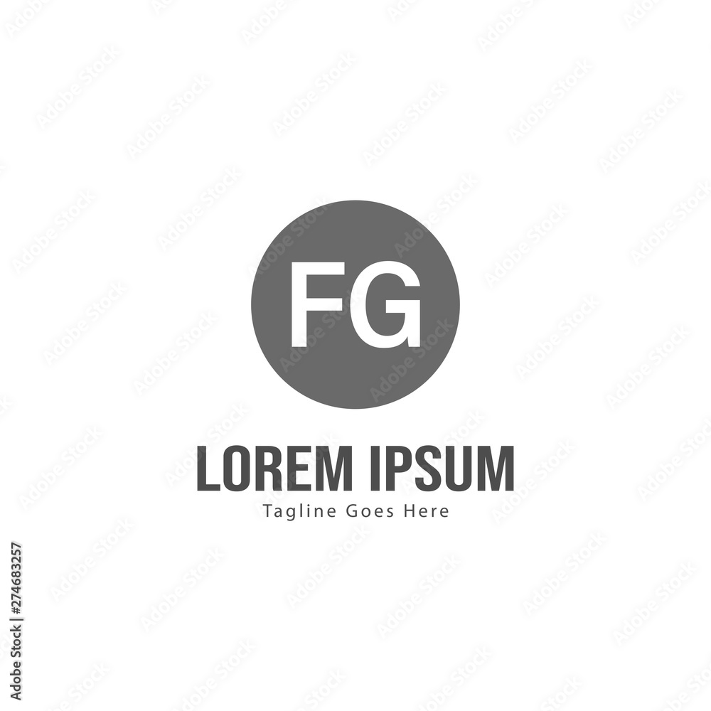 Initial FG logo template with modern frame. Minimalist FG letter logo vector illustration