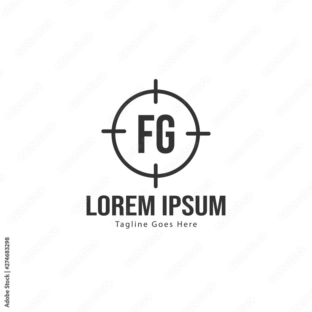 Initial FG logo template with modern frame. Minimalist FG letter logo vector illustration