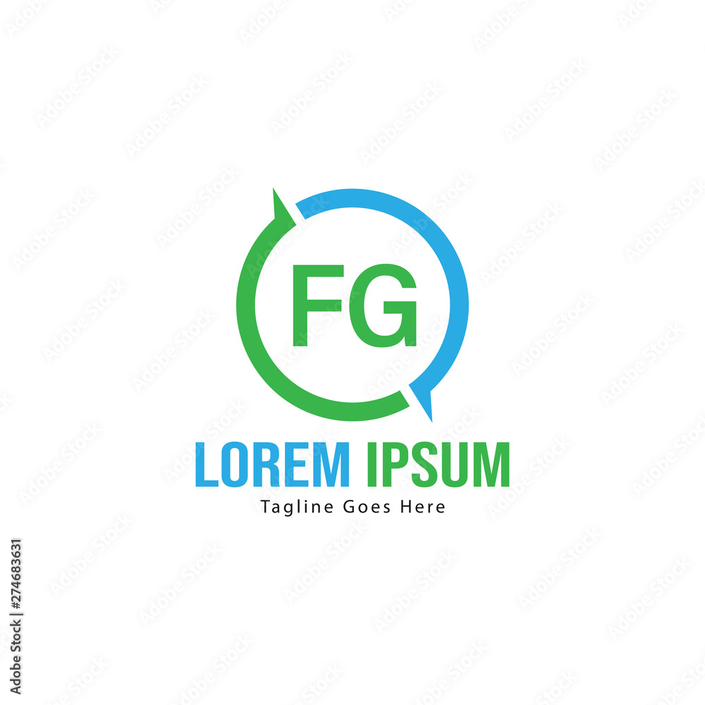 Initial FG logo template with modern frame. Minimalist FG letter logo vector illustration Initial FG logo template with modern frame. Minimalist FG letter logo vector illustration