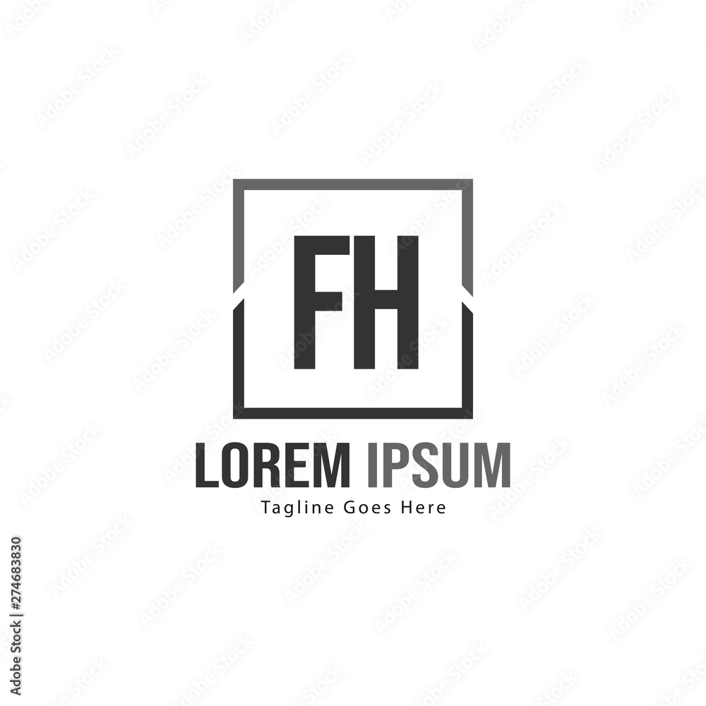 Initial FH logo template with modern frame. Minimalist FH letter logo vector illustration Initial FH logo template with modern frame. Minimalist FH letter logo vector illustration