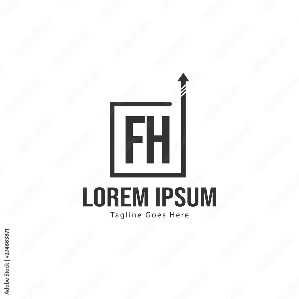 Initial FH logo template with modern frame. Minimalist FH letter logo vector illustration