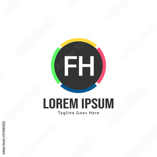 Initial FH logo template with modern frame. Minimalist FH letter logo vector illustration