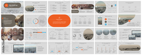 Presentation template, minimalist infographic elements on white background. Vector slide template for business project presentations and marketing.
