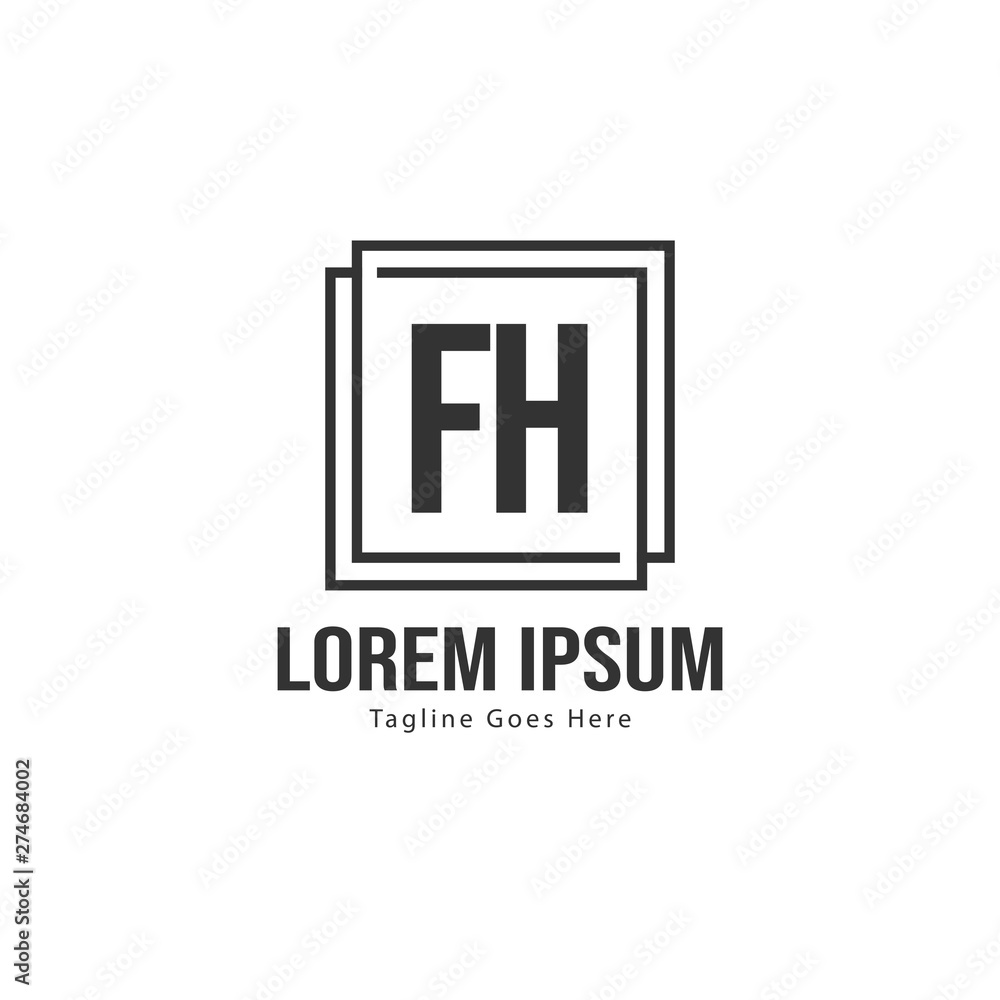 Initial FH logo template with modern frame. Minimalist FH letter logo vector illustration