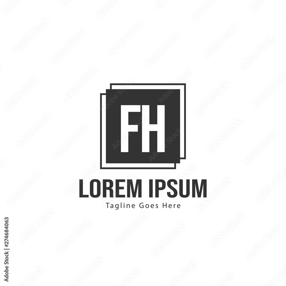 Initial FH logo template with modern frame. Minimalist FH letter logo vector illustration Initial FH logo template with modern frame. Minimalist FH letter logo vector illustration