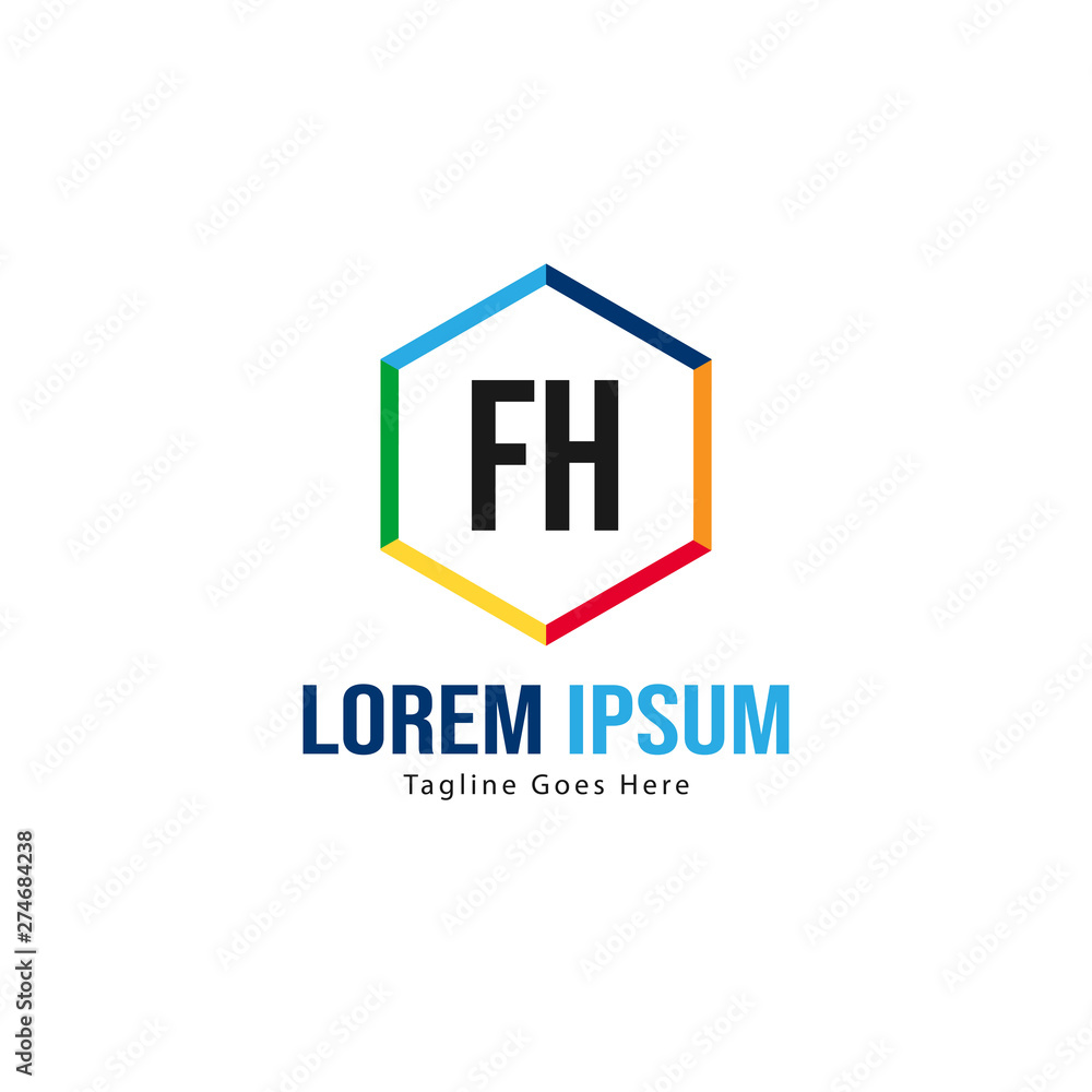 Initial FH logo template with modern frame. Minimalist FH letter logo vector illustration Initial FH logo template with modern frame. Minimalist FH letter logo vector illustration