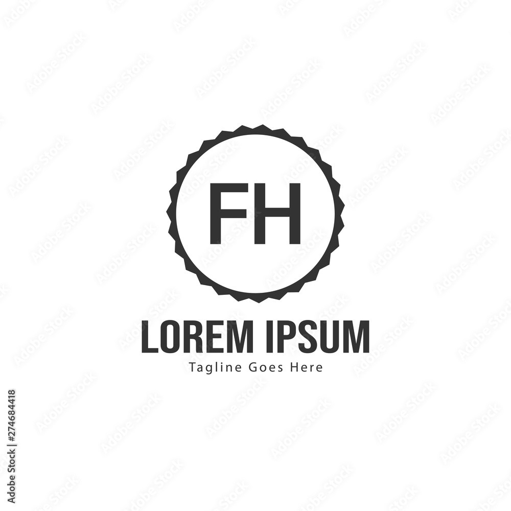 Initial FH logo template with modern frame. Minimalist FH letter logo vector illustration Initial FH logo template with modern frame. Minimalist FH letter logo vector illustration