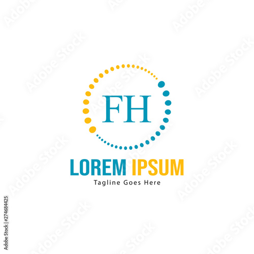 Wallpaper Mural Initial FH logo template with modern frame. Minimalist FH letter logo vector illustration Torontodigital.ca