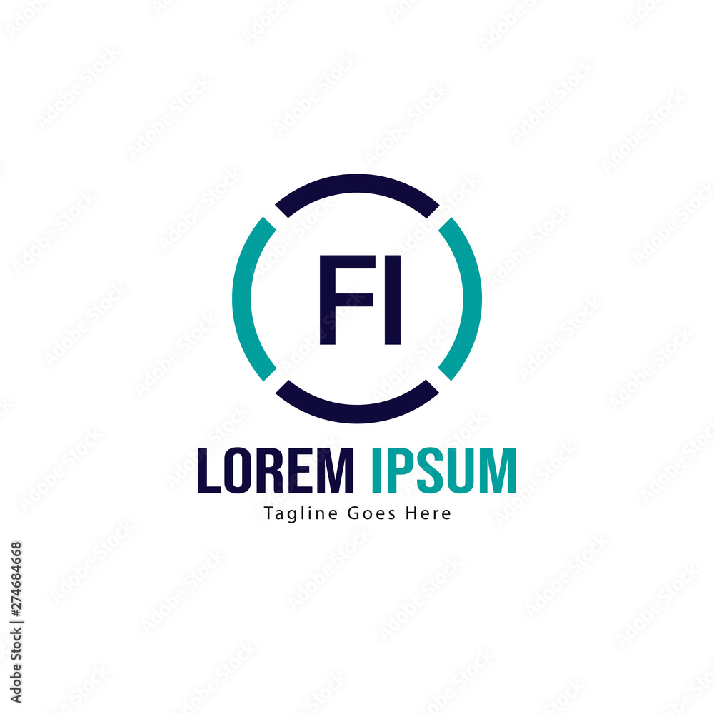 Initial FI logo template with modern frame. Minimalist FI letter logo vector illustration Initial FI logo template with modern frame. Minimalist FI letter logo vector illustration