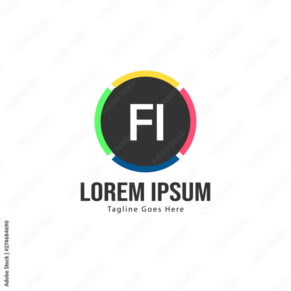 Initial FI logo template with modern frame. Minimalist FI letter logo vector illustration Initial FI logo template with modern frame. Minimalist FI letter logo vector illustration