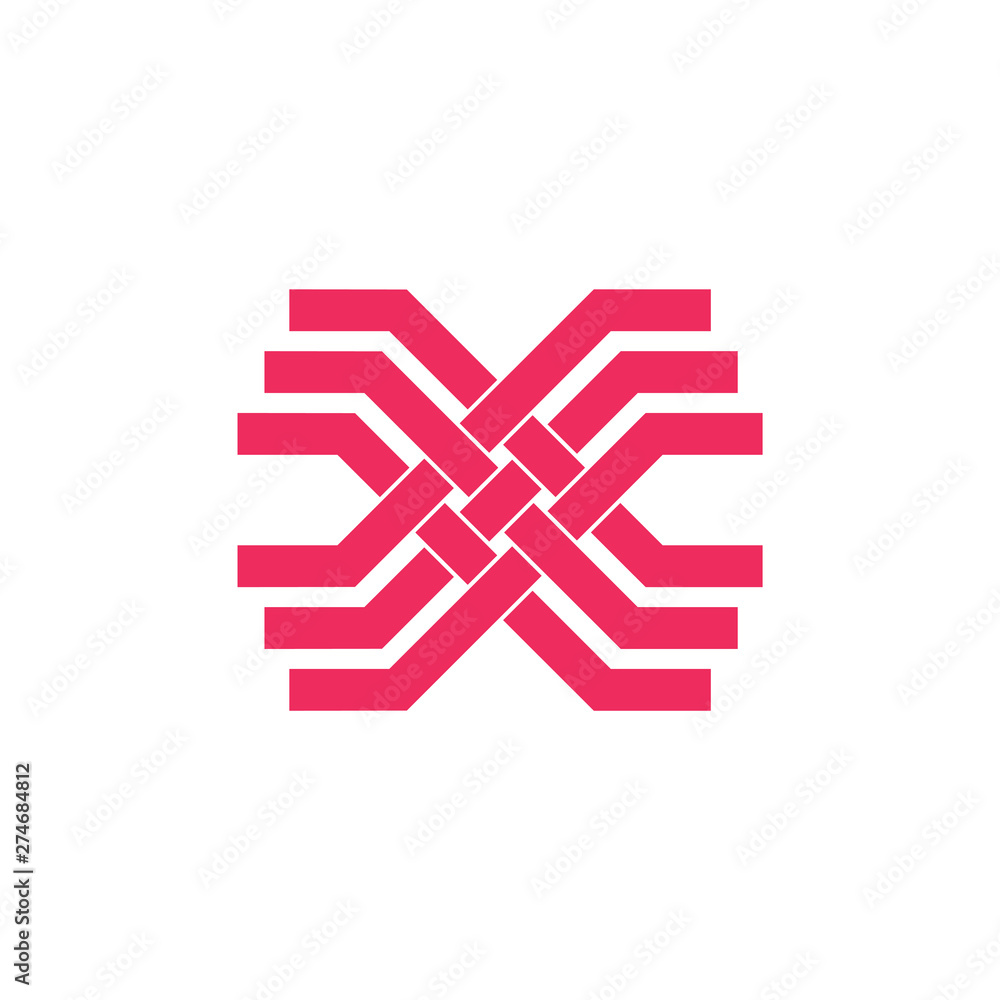 Fototapeta premium letter x stripes overlapping line geometric logo vector