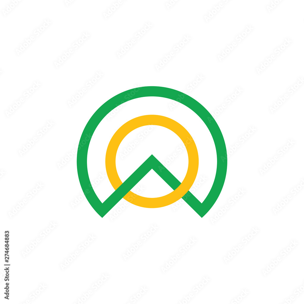 mountain sun linked line logo vector mountain sun linked line logo vector