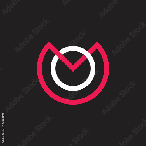 letter om circle linked geometric line logo vector