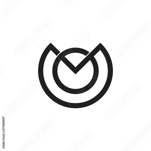 letter om circle linked geometric line logo vector
