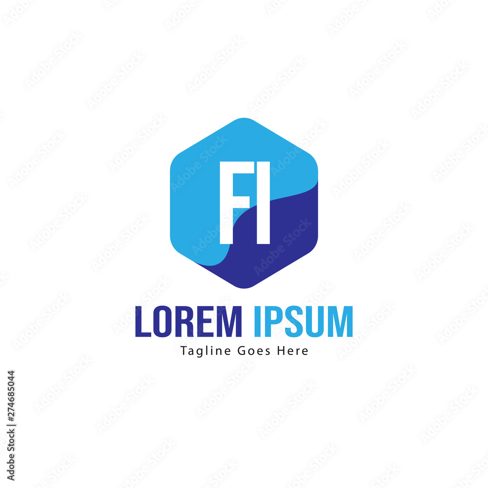 Initial FI logo template with modern frame. Minimalist FI letter logo vector illustration Initial FI logo template with modern frame. Minimalist FI letter logo vector illustration