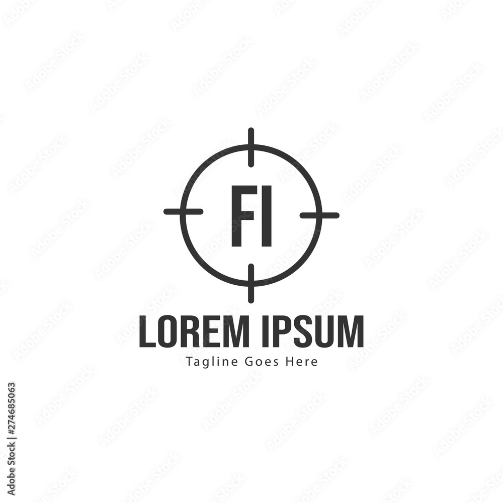 Initial FI logo template with modern frame. Minimalist FI letter logo vector illustration Initial FI logo template with modern frame. Minimalist FI letter logo vector illustration