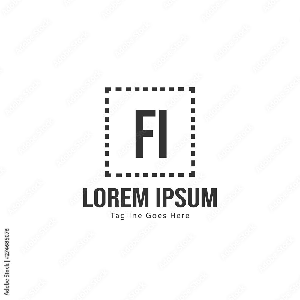 Initial FI logo template with modern frame. Minimalist FI letter logo vector illustration Initial FI logo template with modern frame. Minimalist FI letter logo vector illustration