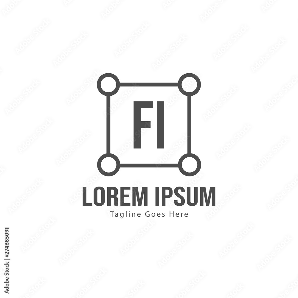 Initial FI logo template with modern frame. Minimalist FI letter logo vector illustration Initial FI logo template with modern frame. Minimalist FI letter logo vector illustration