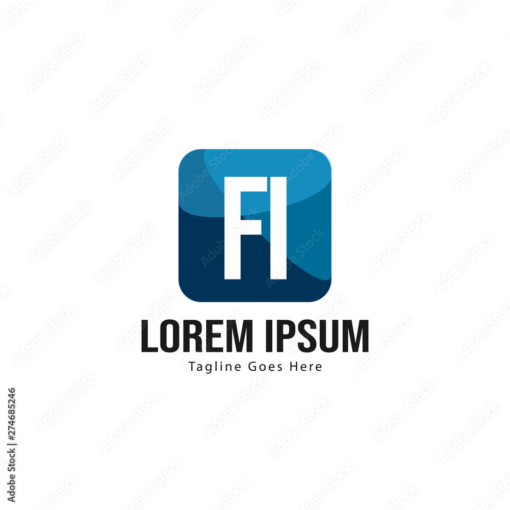Initial FI logo template with modern frame. Minimalist FI letter logo vector illustration Initial FI logo template with modern frame. Minimalist FI letter logo vector illustration