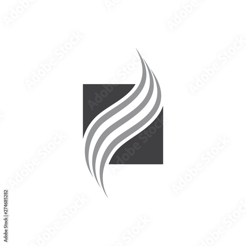 stripes curves square logo vector