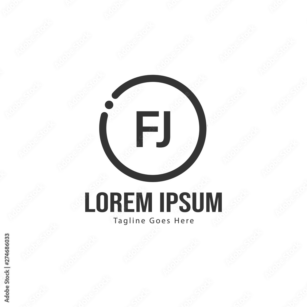 Initial FJ logo template with modern frame. Minimalist FJ letter logo vector illustration