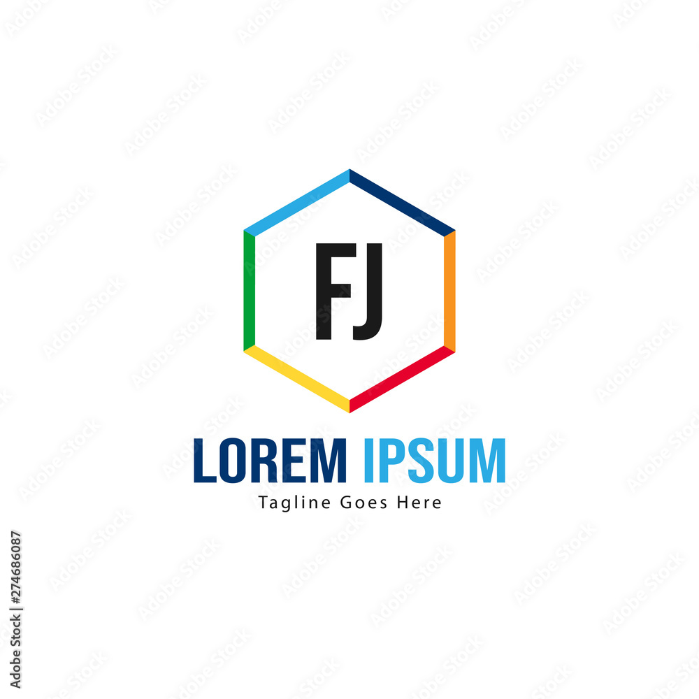 Initial FJ logo template with modern frame. Minimalist FJ letter logo vector illustration Initial FJ logo template with modern frame. Minimalist FJ letter logo vector illustration