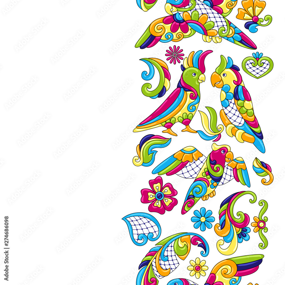 Mexican talavera ceramic tile pattern with tropical parrots. Mexican talavera ceramic tile pattern with tropical parrots.