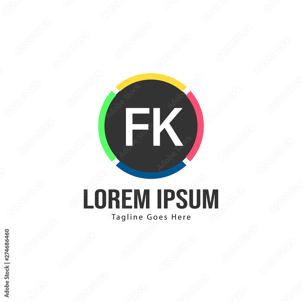 Initial FK logo template with modern frame. Minimalist FK letter logo vector illustration Initial FK logo template with modern frame. Minimalist FK letter logo vector illustration