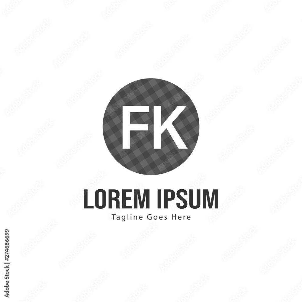 Initial FK logo template with modern frame. Minimalist FK letter logo vector illustration Initial FK logo template with modern frame. Minimalist FK letter logo vector illustration