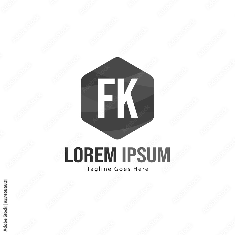 Initial FK logo template with modern frame. Minimalist FK letter logo vector illustration Initial FK logo template with modern frame. Minimalist FK letter logo vector illustration