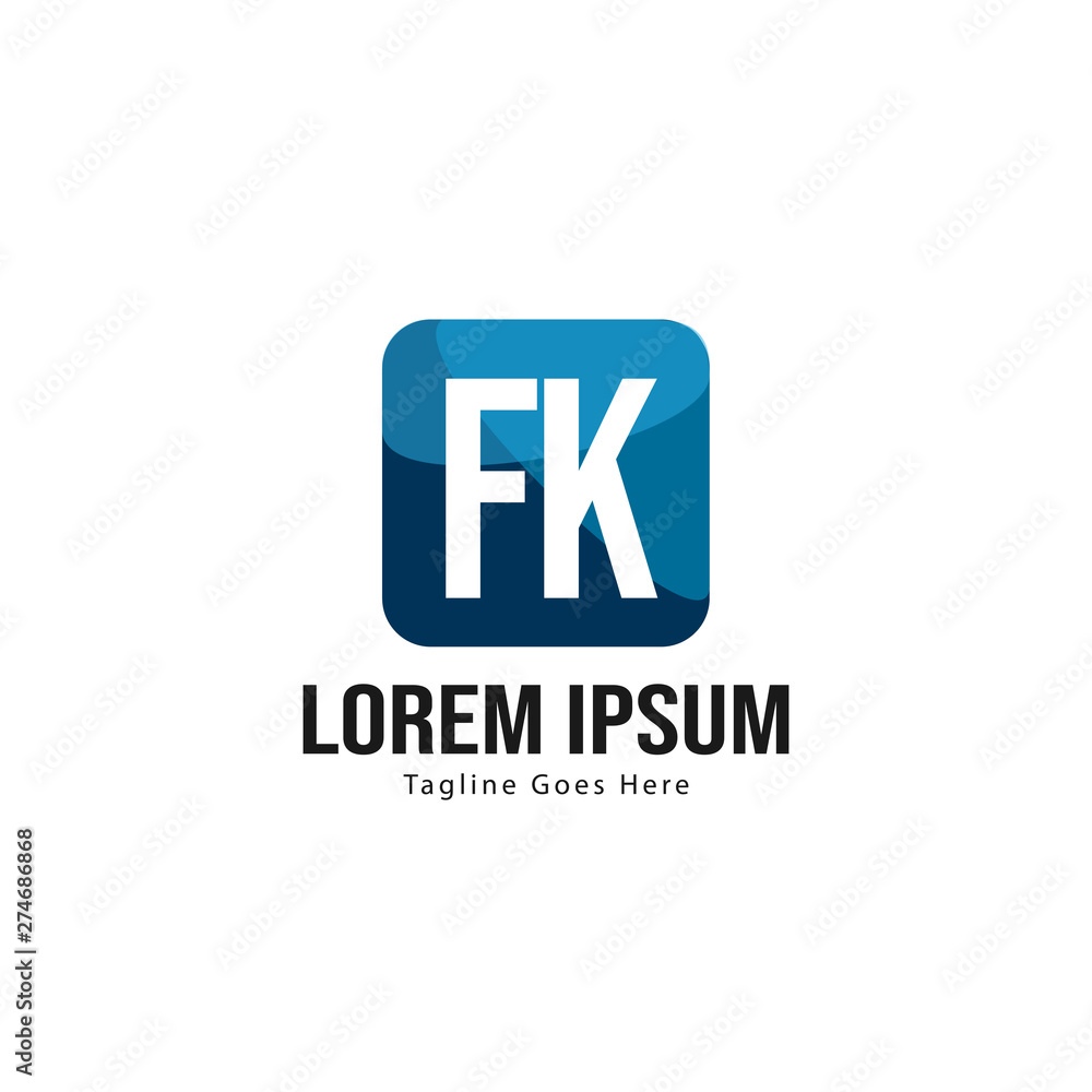 Initial FK logo template with modern frame. Minimalist FK letter logo vector illustration Initial FK logo template with modern frame. Minimalist FK letter logo vector illustration