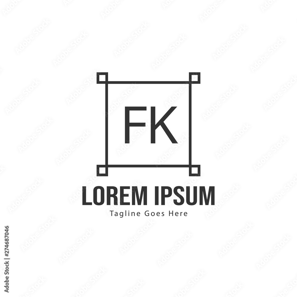 Initial FK logo template with modern frame. Minimalist FK letter logo vector illustration Initial FK logo template with modern frame. Minimalist FK letter logo vector illustration