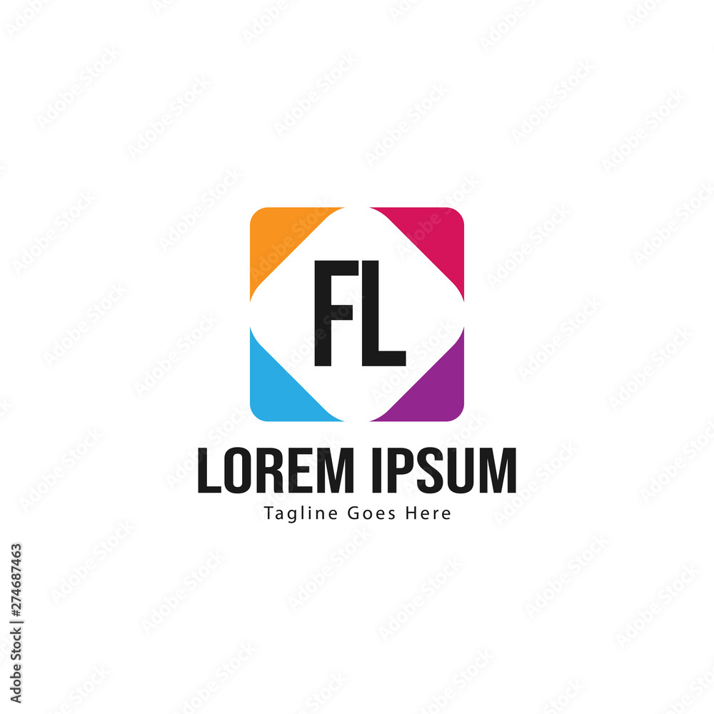 Initial FL logo template with modern frame. Minimalist FL letter logo vector illustration Initial FL logo template with modern frame. Minimalist FL letter logo vector illustration