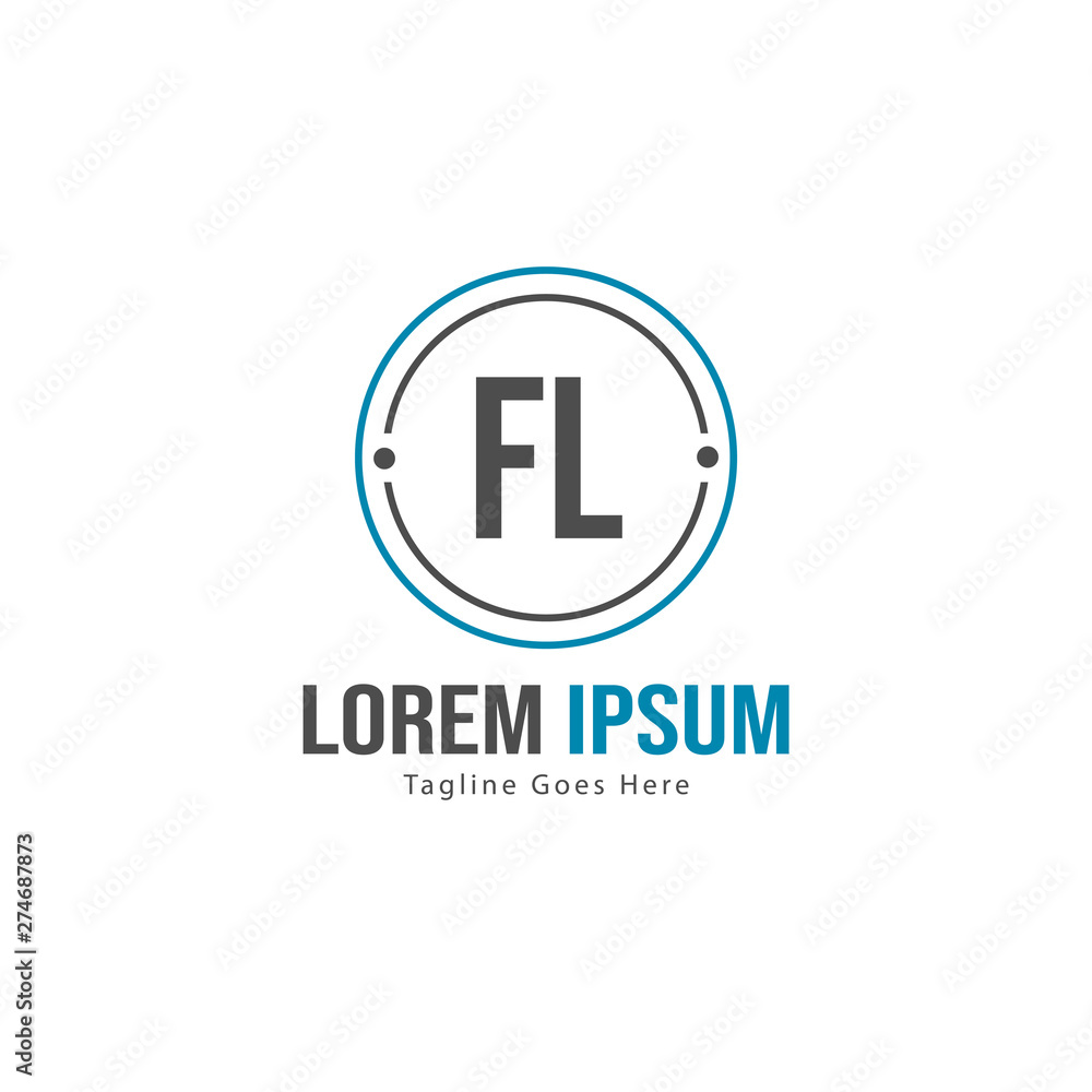Initial FL logo template with modern frame. Minimalist FL letter logo vector illustration Initial FL logo template with modern frame. Minimalist FL letter logo vector illustration