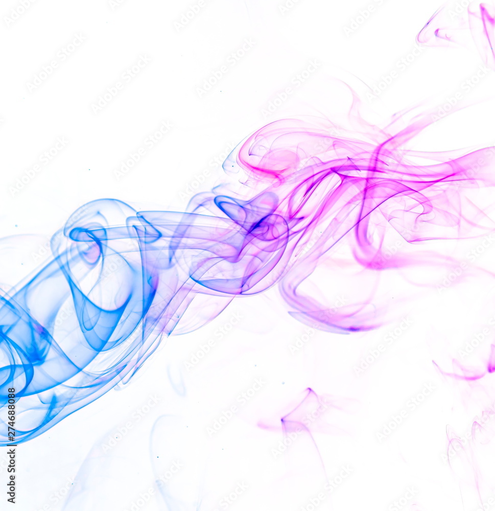 Colored smoke on white background