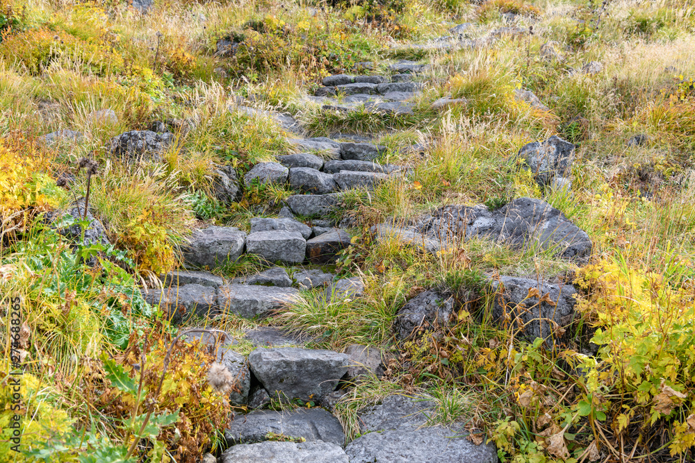 Fototapeta premium 鳥海山の登山道と草紅葉
