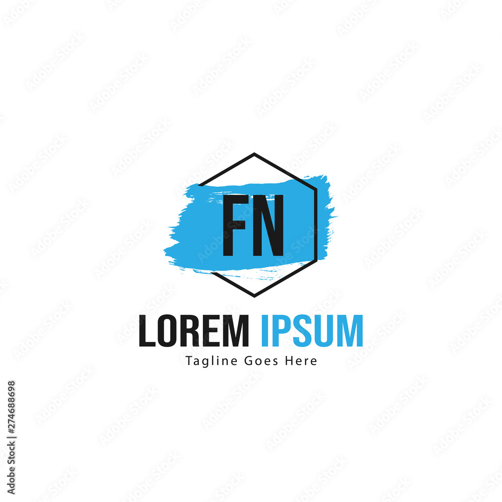 Initial FN logo template with modern frame. Minimalist FN letter logo vector illustration