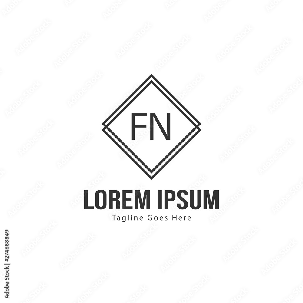 Initial FN logo template with modern frame. Minimalist FN letter logo vector illustration Initial FN logo template with modern frame. Minimalist FN letter logo vector illustration