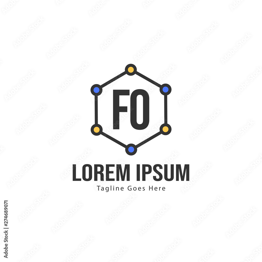 Initial FO logo template with modern frame. Minimalist FO letter logo vector illustration Initial FO logo template with modern frame. Minimalist FO letter logo vector illustration