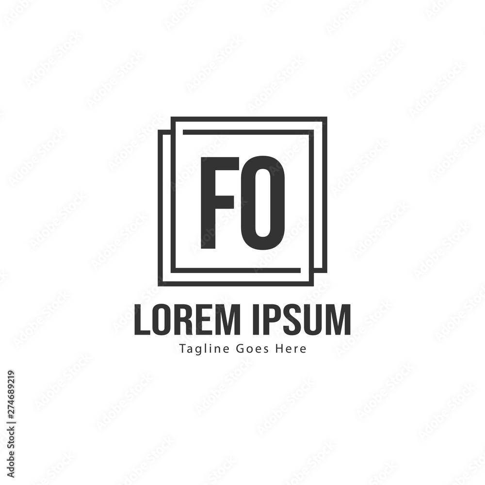 Initial FO logo template with modern frame. Minimalist FO letter logo vector illustration Initial FO logo template with modern frame. Minimalist FO letter logo vector illustration