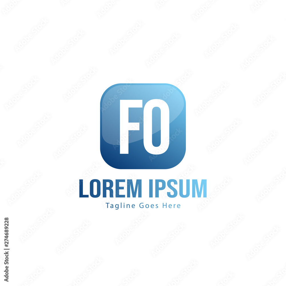 Initial FO logo template with modern frame. Minimalist FO letter logo vector illustration Initial FO logo template with modern frame. Minimalist FO letter logo vector illustration