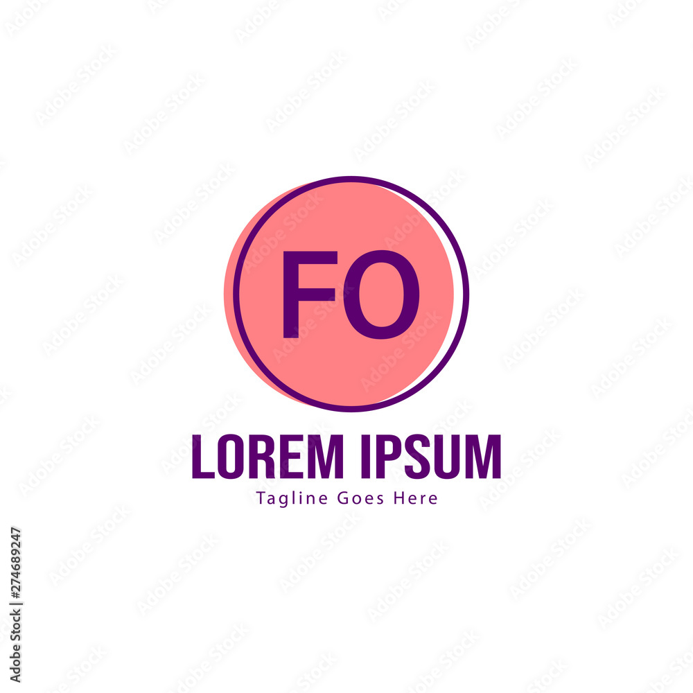 Initial FO logo template with modern frame. Minimalist FO letter logo vector illustration Initial FO logo template with modern frame. Minimalist FO letter logo vector illustration