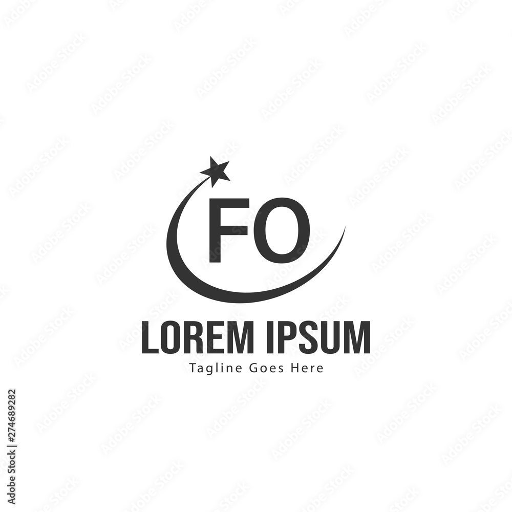 Initial FO logo template with modern frame. Minimalist FO letter logo vector illustration