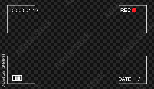 Video camera viewfinder overlay icon. Modern camera frame vector template photo
