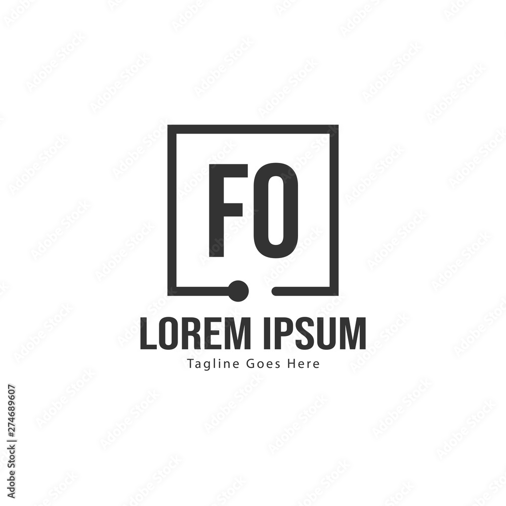 Initial FO logo template with modern frame. Minimalist FO letter logo vector illustration