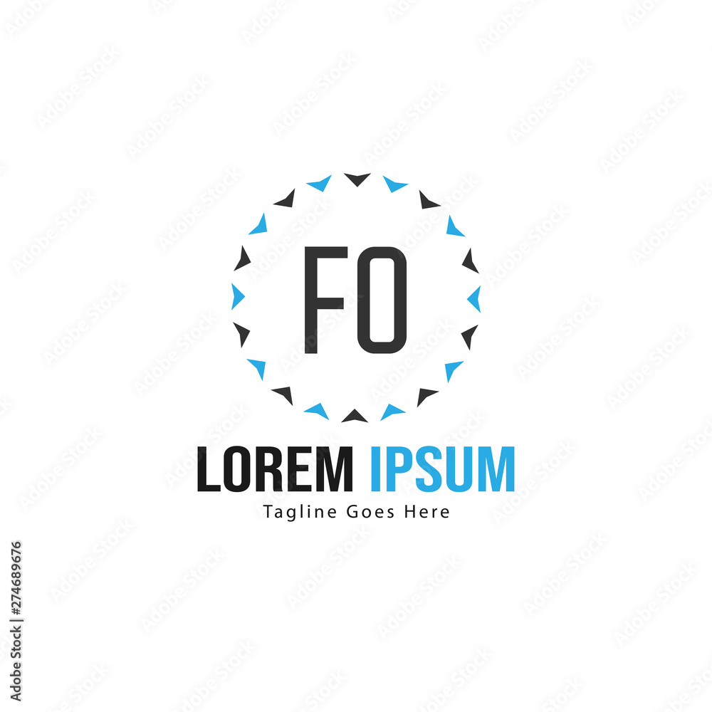 Obraz premium Initial FO logo template with modern frame. Minimalist FO letter logo vector illustration
