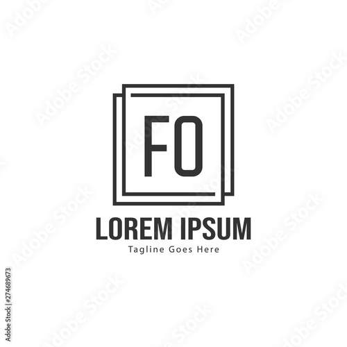 Initial FO logo template with modern frame. Minimalist FO letter logo vector illustration